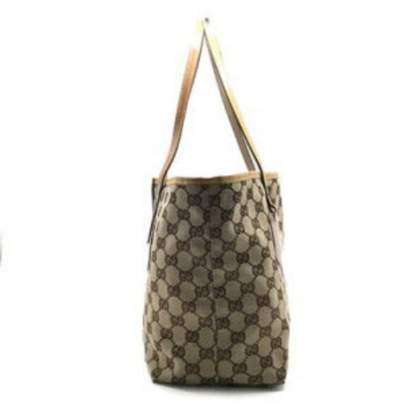 Gucci Tote Bag Charm Canvas Vernis Patent Leather Beige Brown - Picture 3 of 8